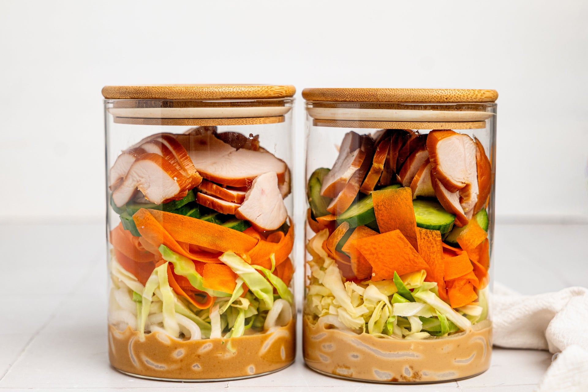 miso tahini noodle salad jars