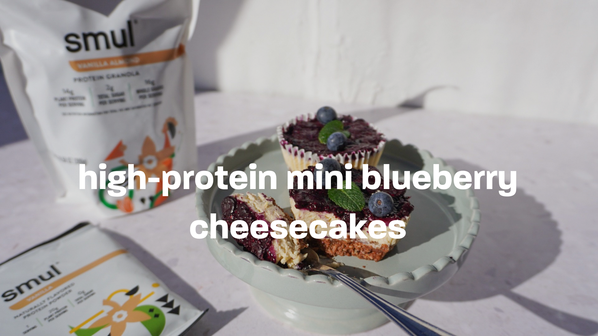 high-protein blueberry mini cheesecakes